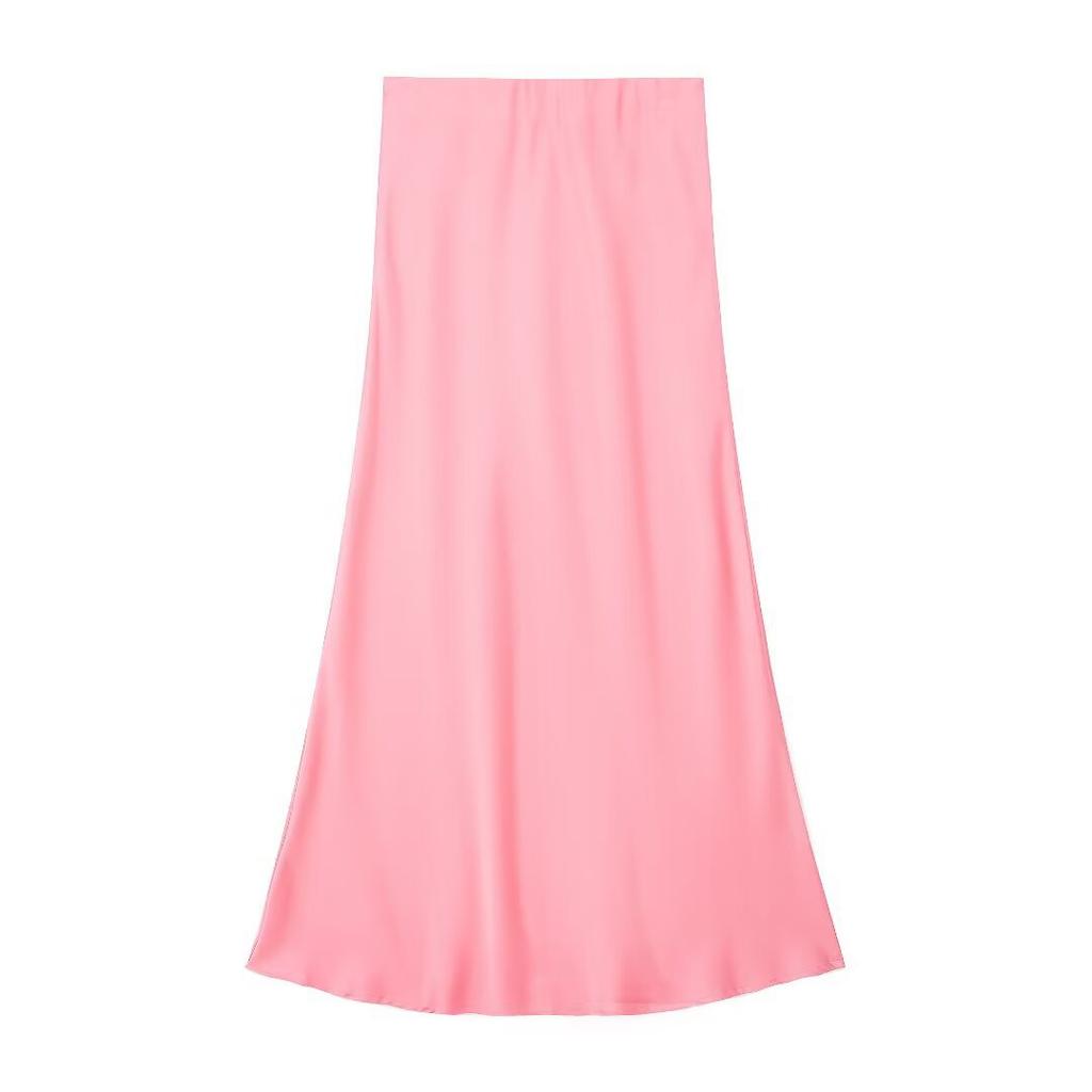 European and American style, new women's clothing, fashionable, casual silk satin texture Midi skirt 5427/453