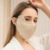 Women's 100% Mulberry Silk Sun Mask - Breathable, Anti-UV, Double Layer, Full Face Coverage for Summer Cycling.