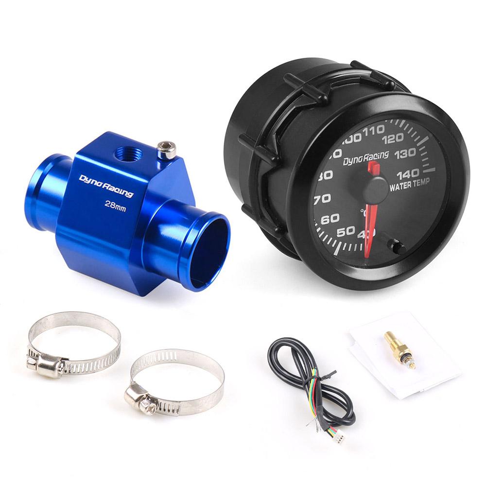 Dynoracing 2'' 52MM Car 7 Colors Led Water Temperature Gauge 40-140 Celsius High Speed With Water Temp Joint Pipe Sensor Adapter