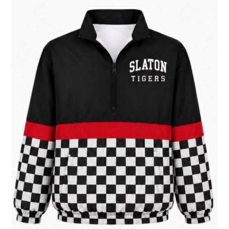 Womens Streetwear Zip-Up Stand Collar Sweatshirt 3D Digital Print Loose Fit Casual Top