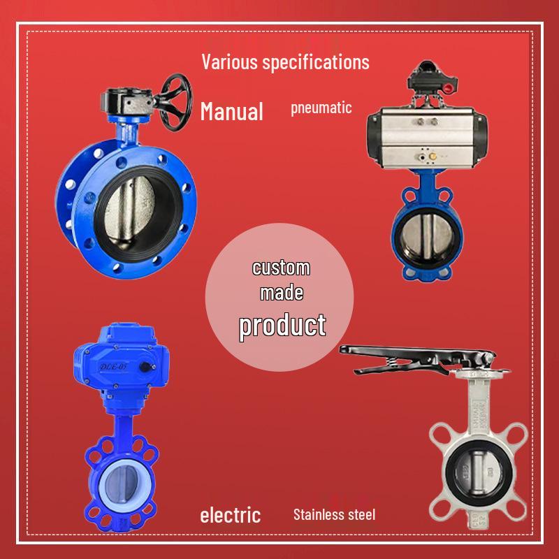 304 Stainless Steel Butterfly Valve with PTFE Seal, Bare Shaft, Wafer Type, Model D071F-10P