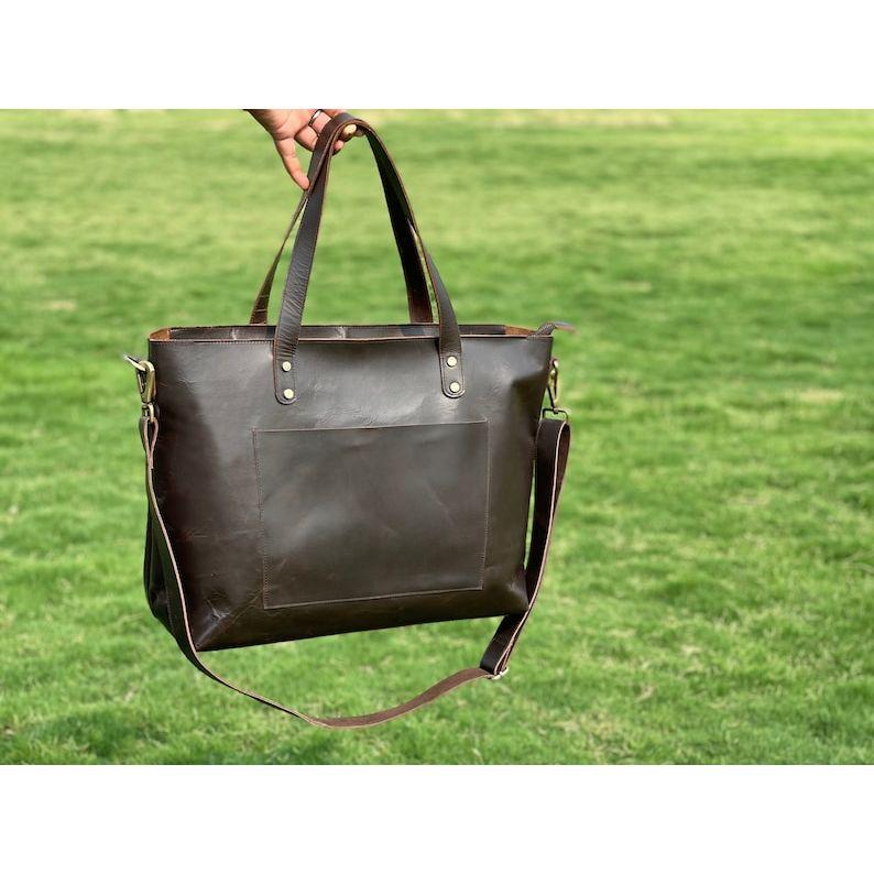 Leather Tote Bag Mom Women Work Maid of Honour Large Leather Tote Purse Shoulder Bag Personalized Shopper Bridesmaid Gift for Her Girlfriend