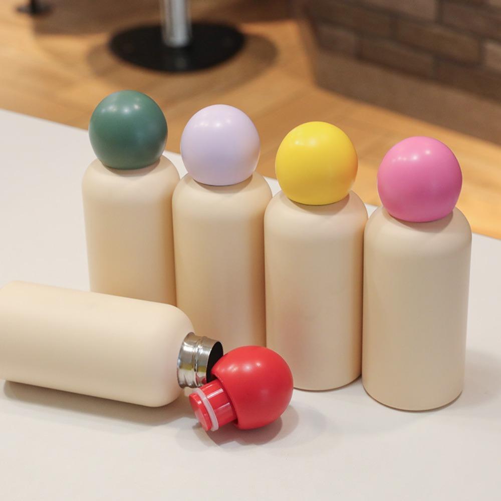 Double Wall Insulated Bottle Spherical Lid Vacuum Cup Ins Style Thermos Cup  Kids