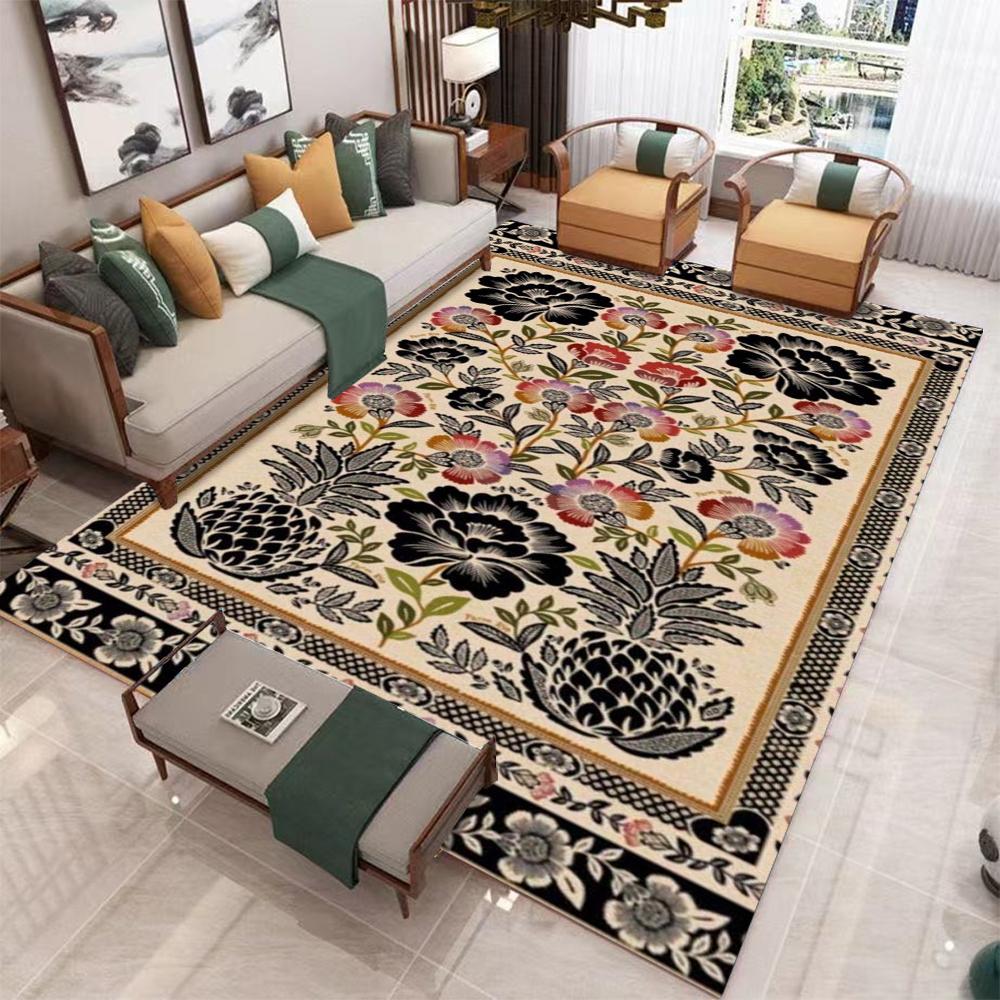 Retro European Flower Bird Tree Art Carpet Living Room Sofa Decoration Carpet Bedside Sofa Carpet Kitchen Coffee Table Foot Mat