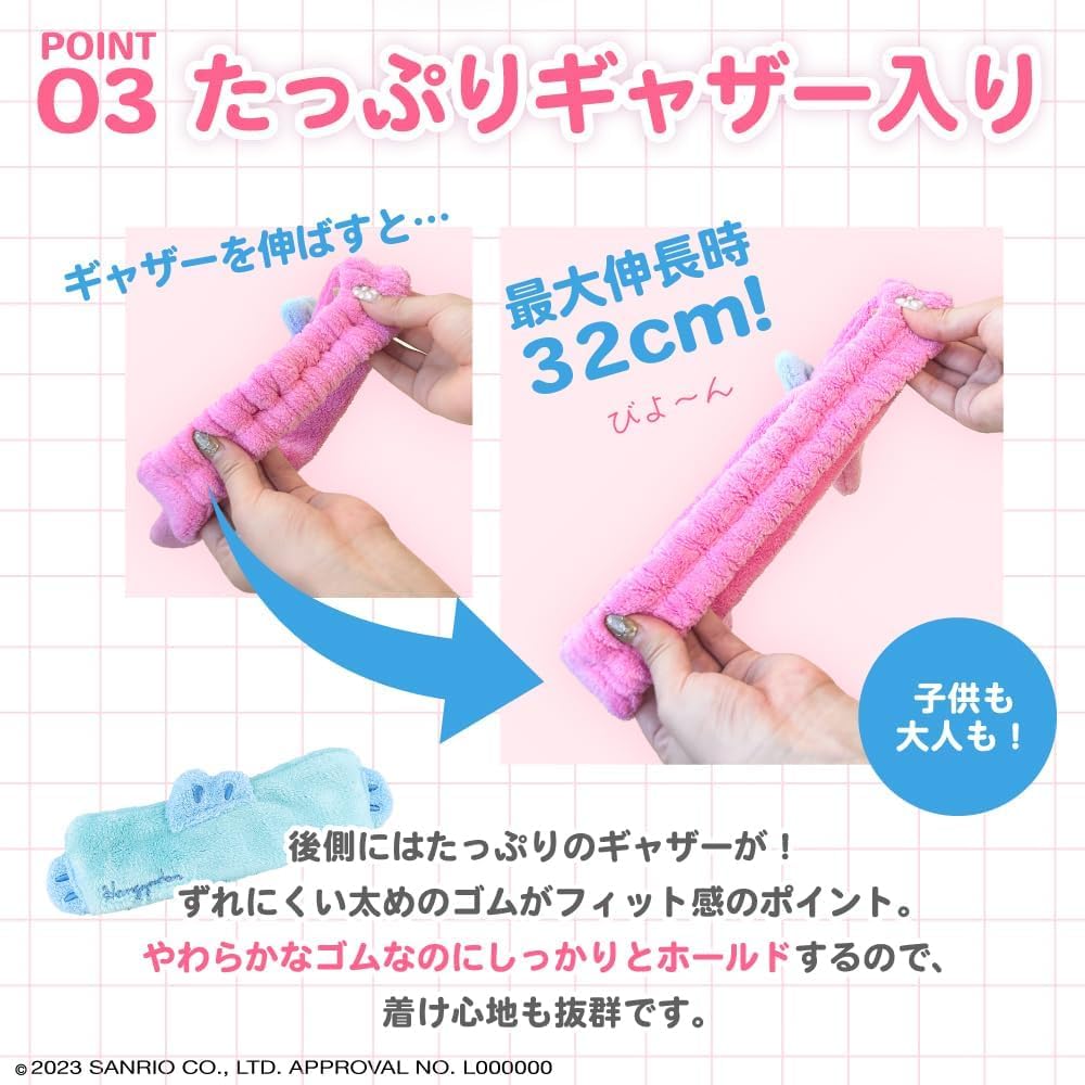 Sanrio Kuromi Charakter Haarband, Flauschiger Haarturban zum Gesichtswaschen, Schweißschutz, Bad und mehr. Geeignet für Erwachsene und Kinder. Geeignet