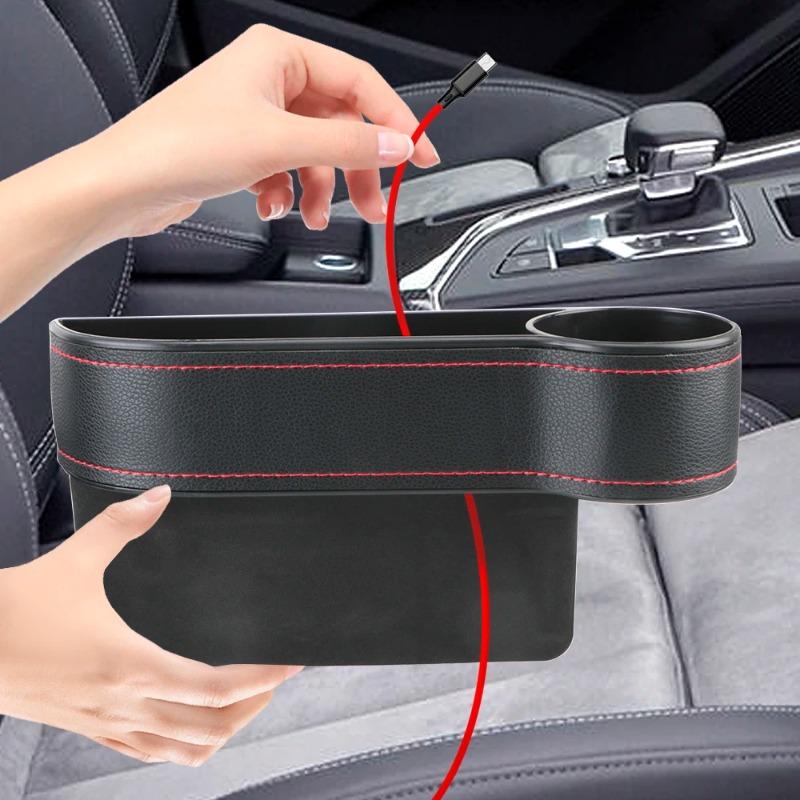 Leather Car Seat Gap Organizer Multifunctional Storage Box Pocket Catcher Cup Phone Bottle Holder Auto Interior Accessories