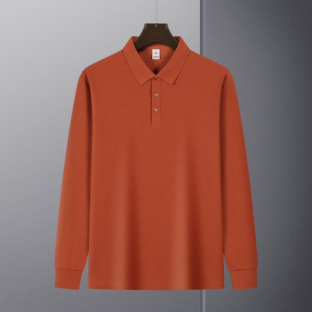 Lapel Long-sleeved POLO Shirt Men's Light Plate Long-sleeved T-shirt Middle-aged and Young Business Casual Long-sleeved Sweater Bottoming Shirt