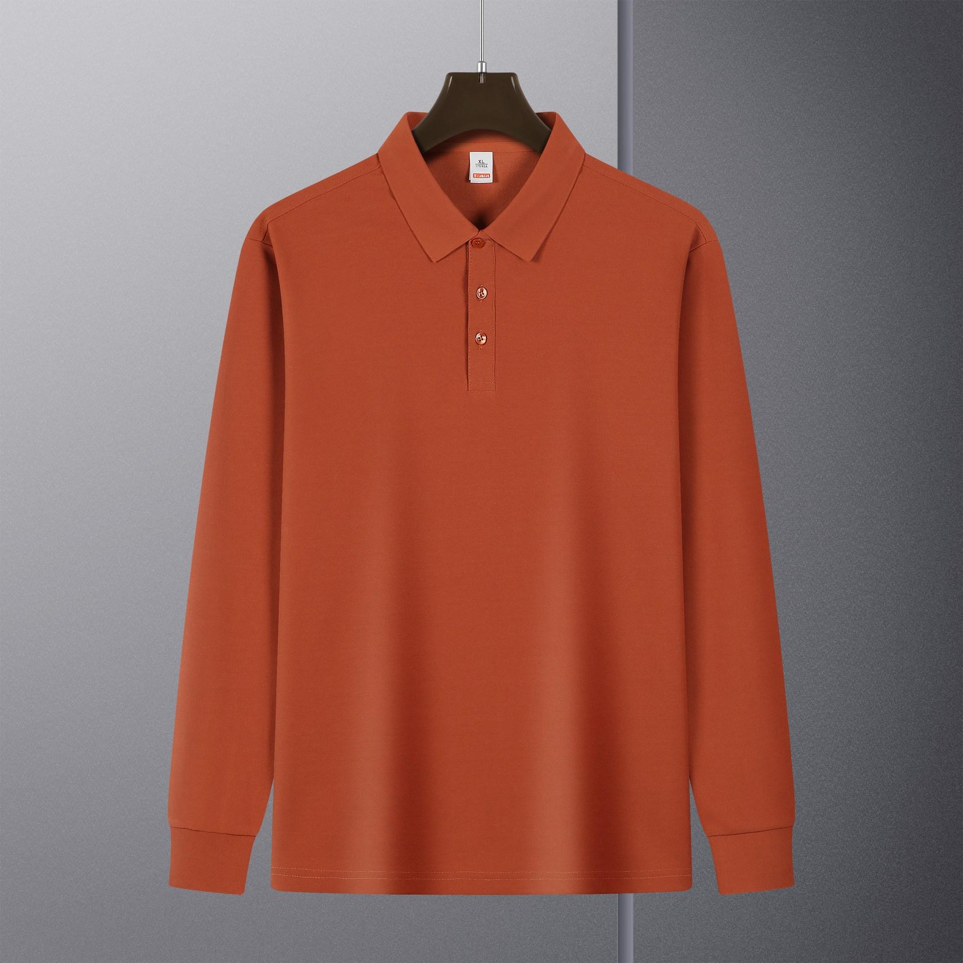 

Мужская футболка-поло с длинным рукавом, с лацканами, светло-тарелочного цвета, футболка с длинным рукавом, для среднего и молодого возраста, деловая повседневная, свитер с длинным рукавом, базовая рубашка 4XL кирпич красный
