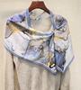 Blue Gilt Double Crepe Silk! Mulberry Silk Silk Scarf For Women'S Spring And Summer Temperament With Decorative Scarf Streamer