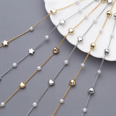 Mirror Ball Heart Star Pearl Chain 1M Accessory
