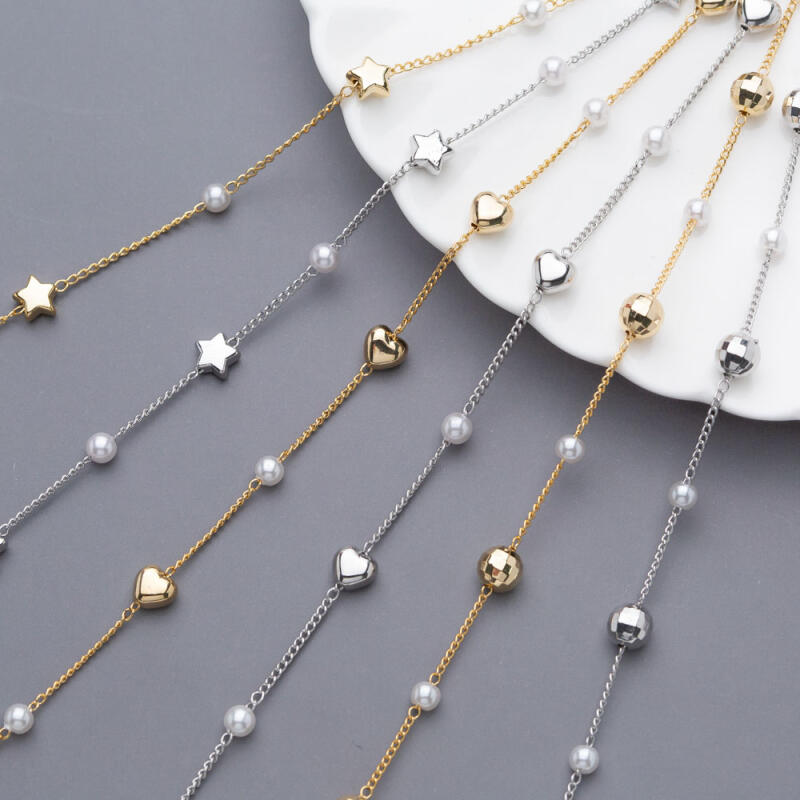 Spegelboll Hjärta Stjärna Pärlkedja 1M Accessoar