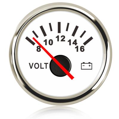 52mm Marine Voltmeter Volt Meter Gauge 8-16 Volts 16-32 Volts Car Voltage Gauge for Caravan Boat Marine Red Light 12V 24V