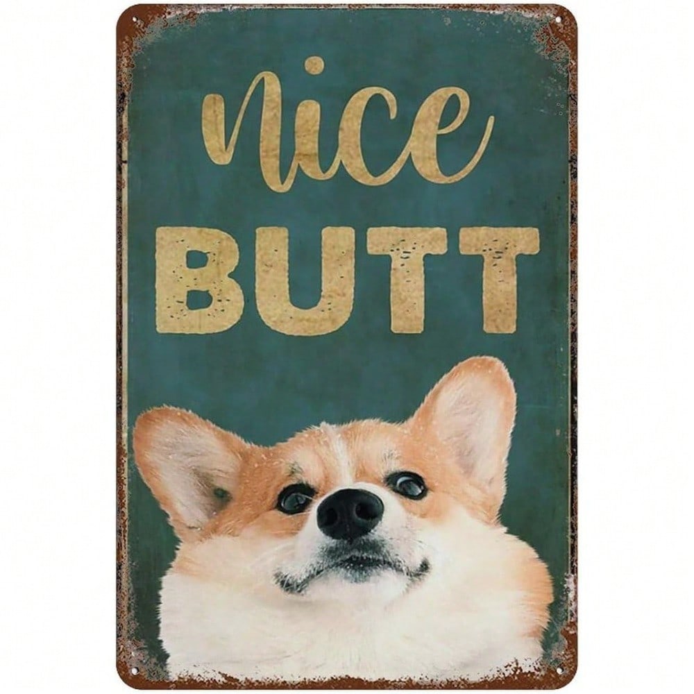 

Vintage Corgi Metal Tin Sign Funny Wall Art Rustic Pub Bar Man Cave Decor 20x30cm（7.8x11.8inch）