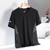 Summer New Men's Ice Silk Short Sleeve T-Shirt Thin Casual Loose Large Size Sports T-Shirt Crew Neck Quick-Drying Top
