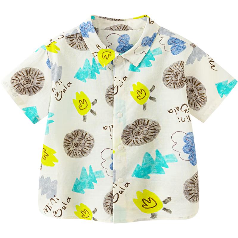 

Mini Balabala Boys Cartoon Short Sleeve Lapel Shirt 100