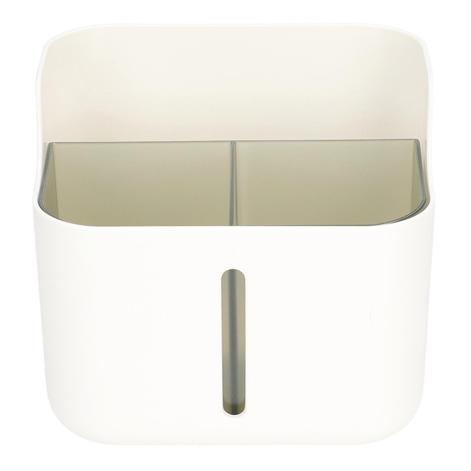 

Desktop Storage Box 3 Grid Double Layer Large Capacity Frosted Feel Box with Detachable Inner Grid for Dormitory Desk