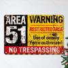 1pc 8x12 Inch Warning Sign: Zone 51 Vintage Metal Tin Signage, Warning of Danger and No Trespassing, for Wall Decoration Impact