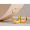 Yhpup Golden Stainless Steel Drop Dangle Hoop Earrings Ear Hook Tarnish Free Minimalist Metal Texture Women Fashion Jewelry