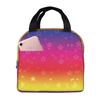 Rainbow Stripe Background And Stars Insulated Lunch Bag for Women Children Portable Food Boxes Thermal Lunch Box Tote