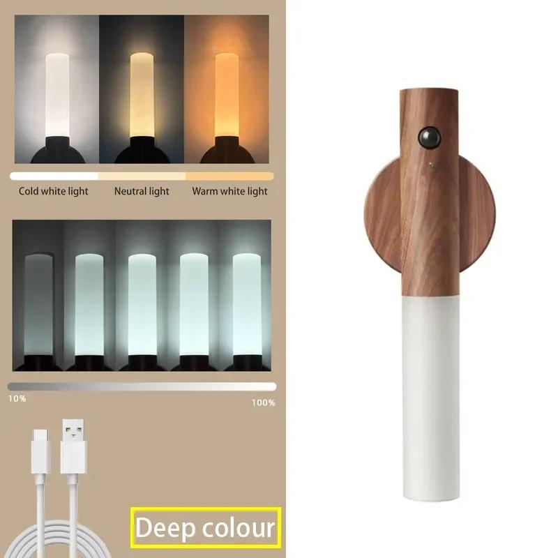 

Датчик движения Деревянный Ночной Светильник Беспроводной Тип C Перезаряжаемый Светодиодный Настенный Светильник Для Спальни Прикроватная Лампа Для Кухни 3 Цвета в Одной Лампе 3color in one lamp&Type C