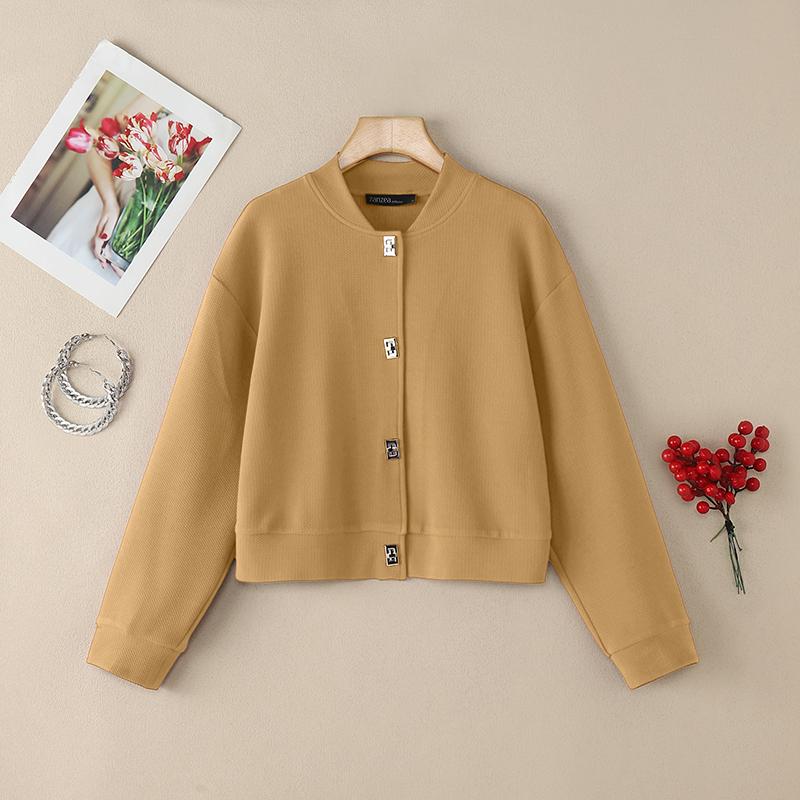 ZANZEA Damen Frühling Herbst Lässige Strickjacken mit langen Ärmeln