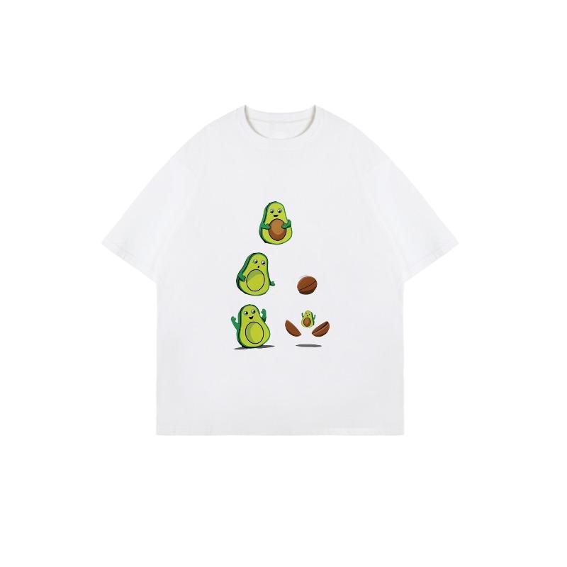 Oversized T Shirt Black Avocado Cartoon Print Summer Casual Wear
