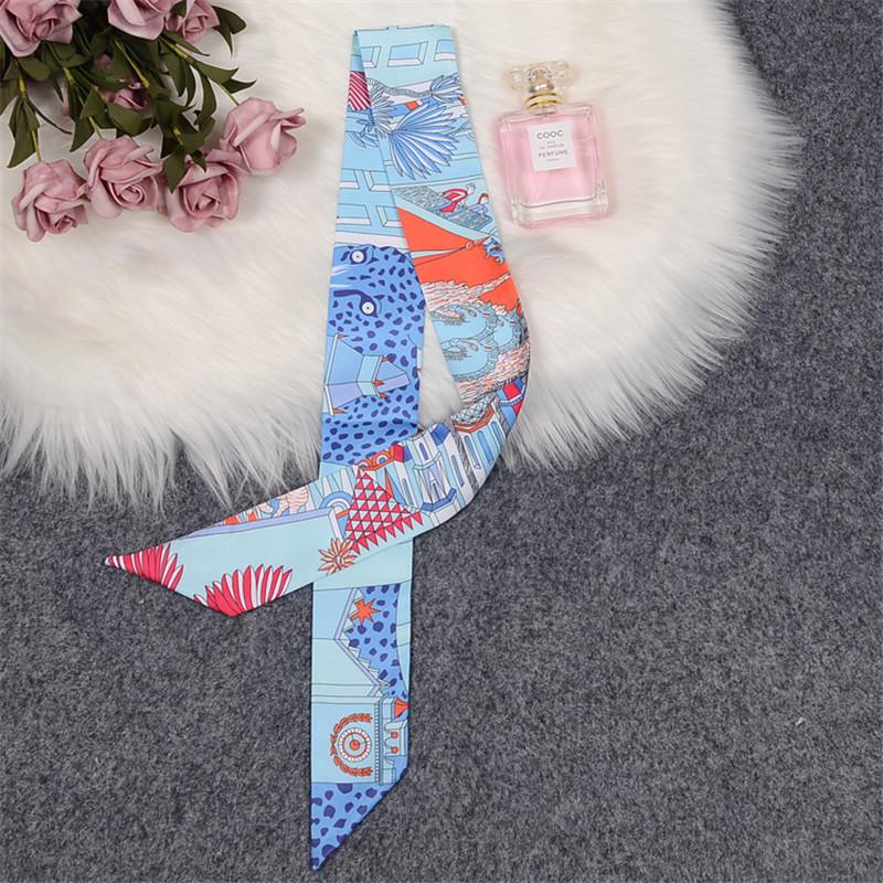 Animal Town New Design Leopard Luxury Skinny Scarf Women Hair Neck Silk Scarf For Ladies Foulard Headband Bag Scarves