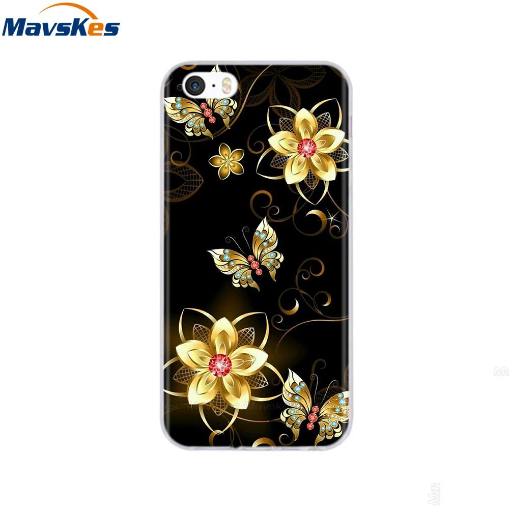 For iPhone 5s SE 5 Case Cover Silicone Soft TPU Cover Print Flower Cute Animal Phone Case For iPhone 6s 6 7 8 Fundas Clear Cases