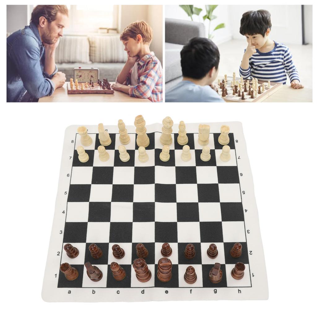 Chess Board Game Set   PU Lther Chess Board Wooden Chess Pieces Portable Chess Set with Storage Bag