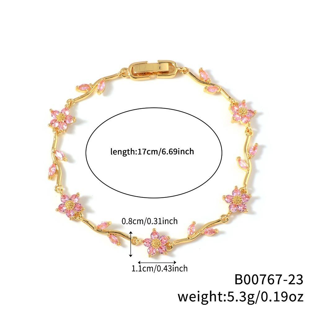 Charm Stainless Steel Stackable Bracelets Shiny Rhinestone Multiple Color Cubic Zirconia Bracelets Leaves Flower Bracelet Women