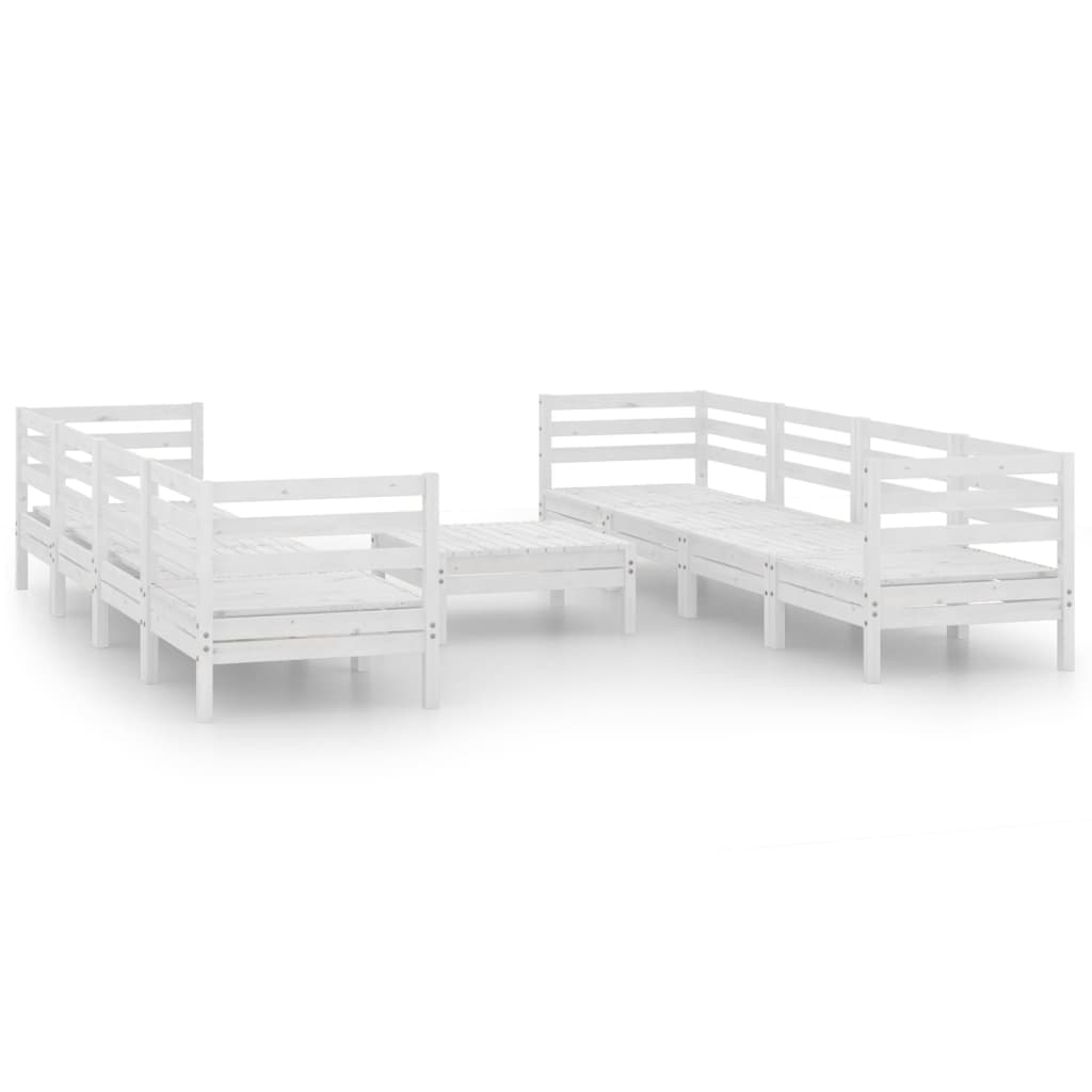 Vidaxl 9-Cz. Garden Lounge Set, White, Pine Wood