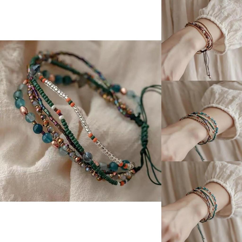 Ethnic Style Colorful Beaded Bracelet Adjustable Summer Womens Boho Accessory