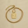 Unisex 18K Titanium Steel A-Z Letter Pendant Necklace with Square Pearl Chain