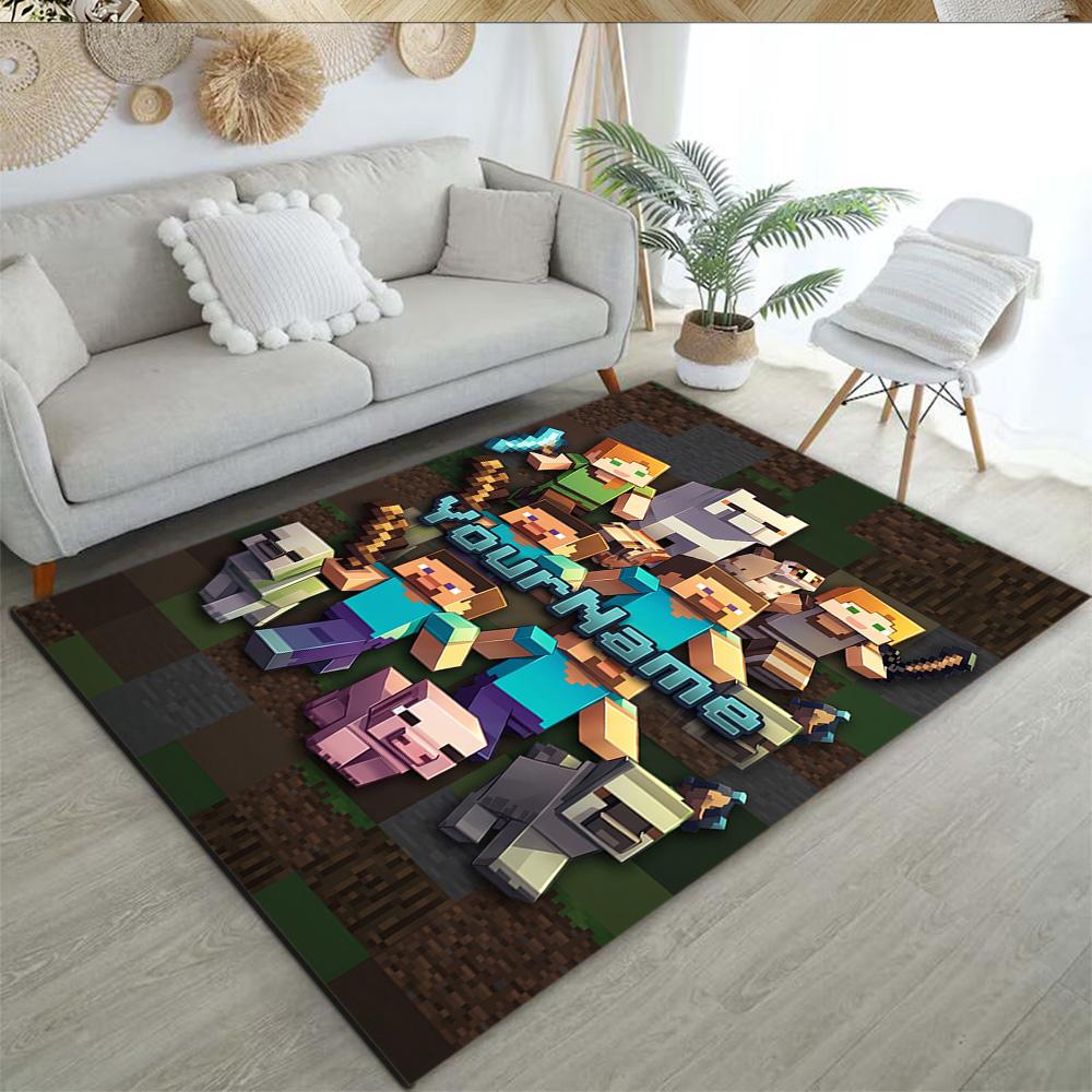 Minecraft 57 Customize Text Floor Rug Office Rug Suitable for Outdoor Balcony Dining Room Bedrooms Antislip Carpet Anime Office Decor