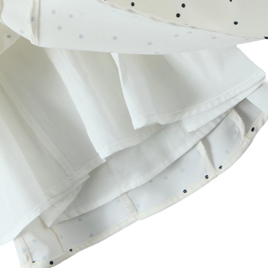 White Polka Dot Halter V-Neck A-Line Dress with Cutout Waist
