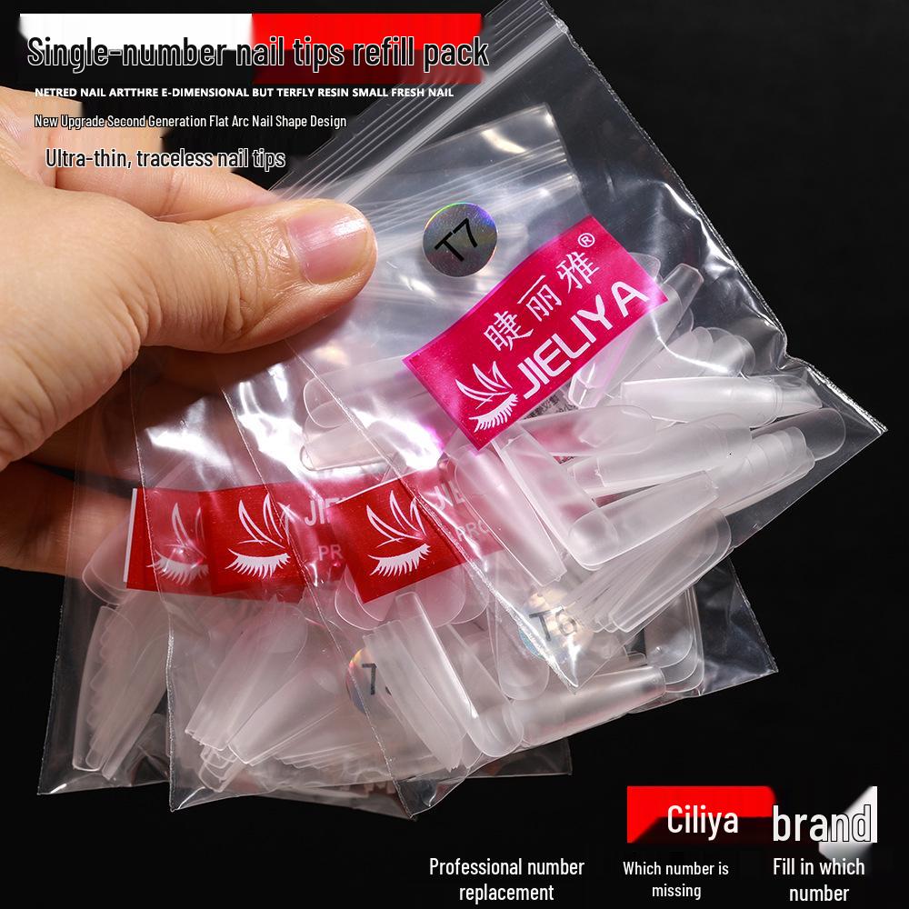 Jieliya Nail Art Tips Pack - Frosted Long Water Drop Pointed Nails, Ultra-Thin Seamless Refill