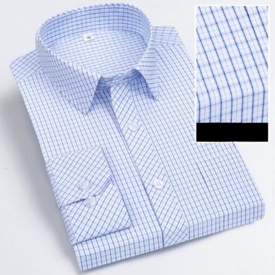 Loose Version of Men's Long-sleeved Shirt Casual Middle-aged Dad Shirt Printed Plaid Imitation Linen Soft Fabric Shirt