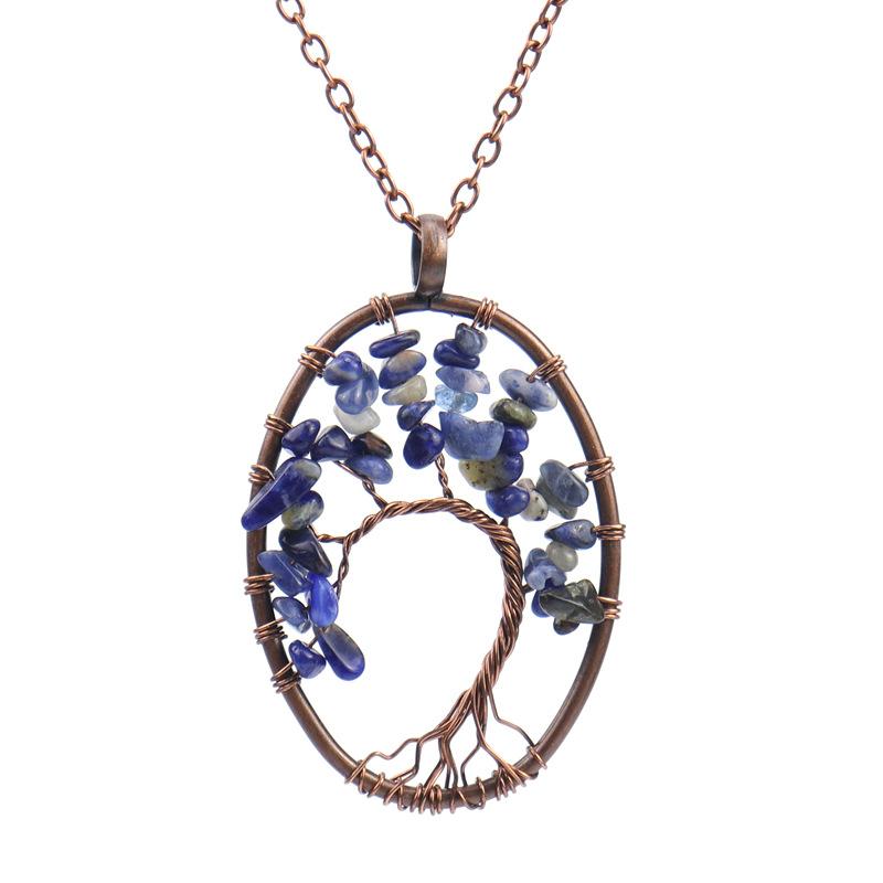 Vintage Hand-Wound Natural Gravel Crystal Curved Curved Tree Of Life Necklace Women'S Necklace N21 Pendant
