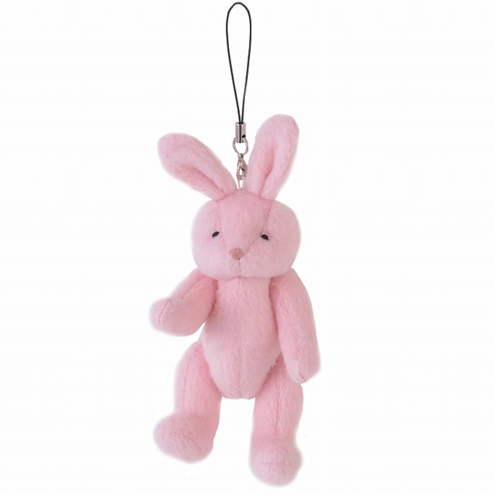 Movable Limb Bunny Mascot Plush Keychain Bag Charm Gift (Bunny Pink)