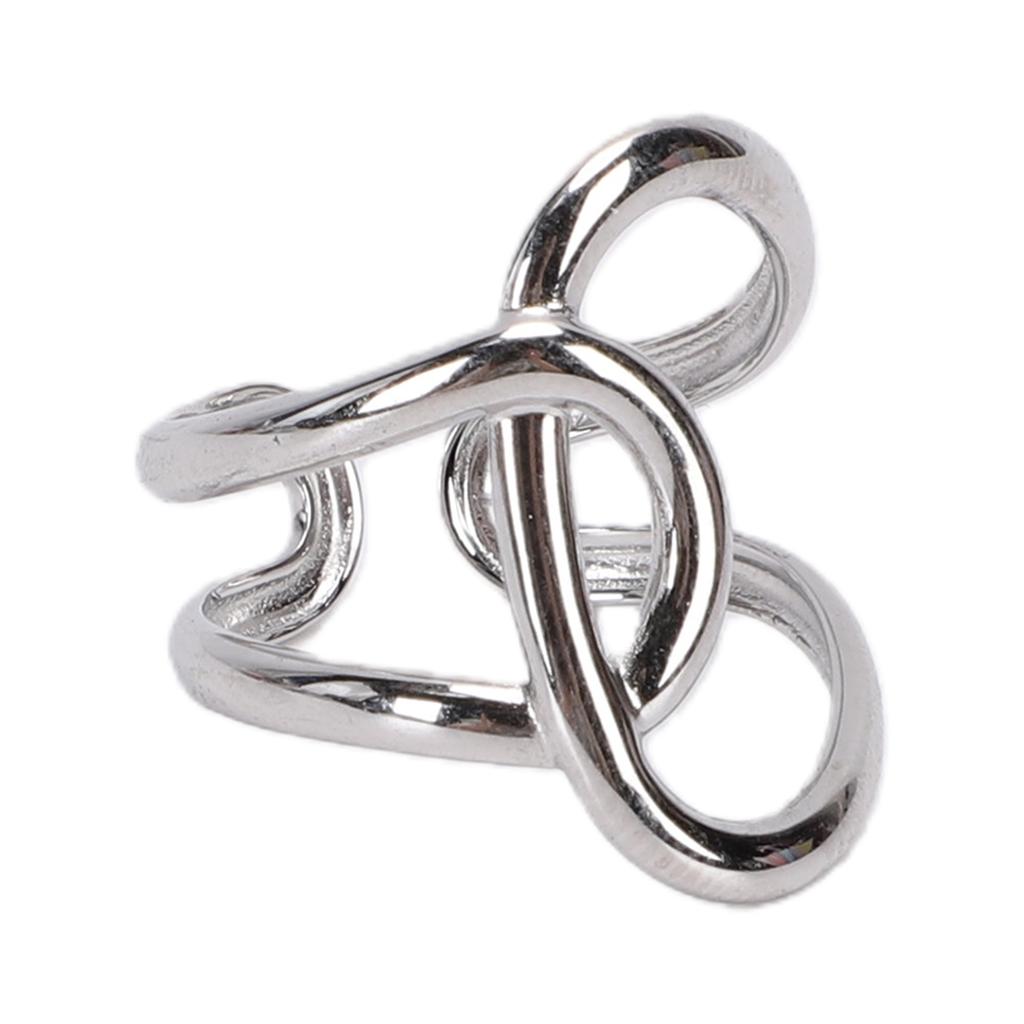 Geometric Line Ring Adjustable Minimalist Fashion Stackable Open Ring for Daily Wear Silver