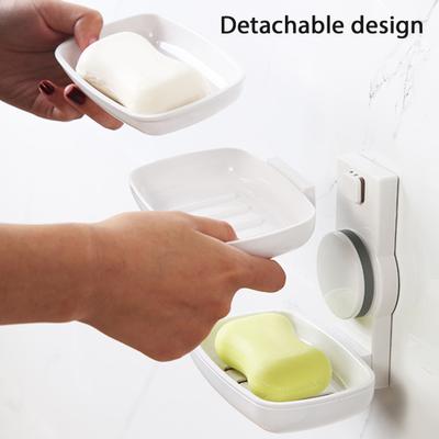 Wandmontierte Seifenschale für Dusche Saugknopf Seifenhalter Selbstentwässernd Abnehmbarer Schwammhalter für Badezimmer Badewanne Küchenspüle