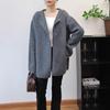 Autumn and Winter New Hooded Design Sense Medium and Long Sweater Jacket Solid Color Loose High Sense Knitted Cardigan Women