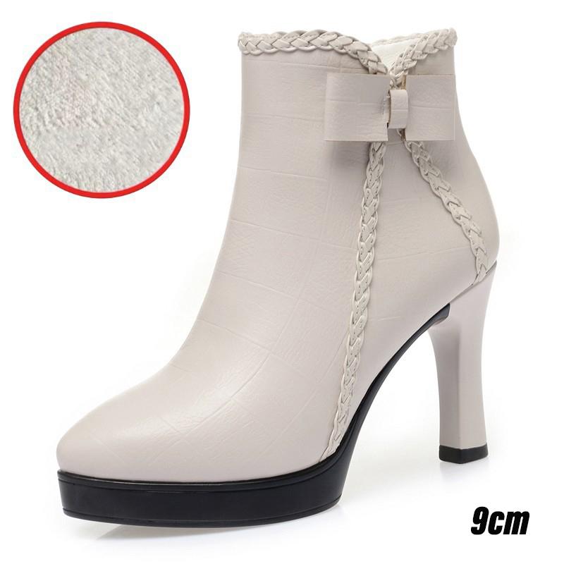 Jesienne damskie buty na platformie z aksamitnym obcasem, botki na obcasie, zimowe, wszechstronne, z czubkiem, ciepłe, krótkie botki