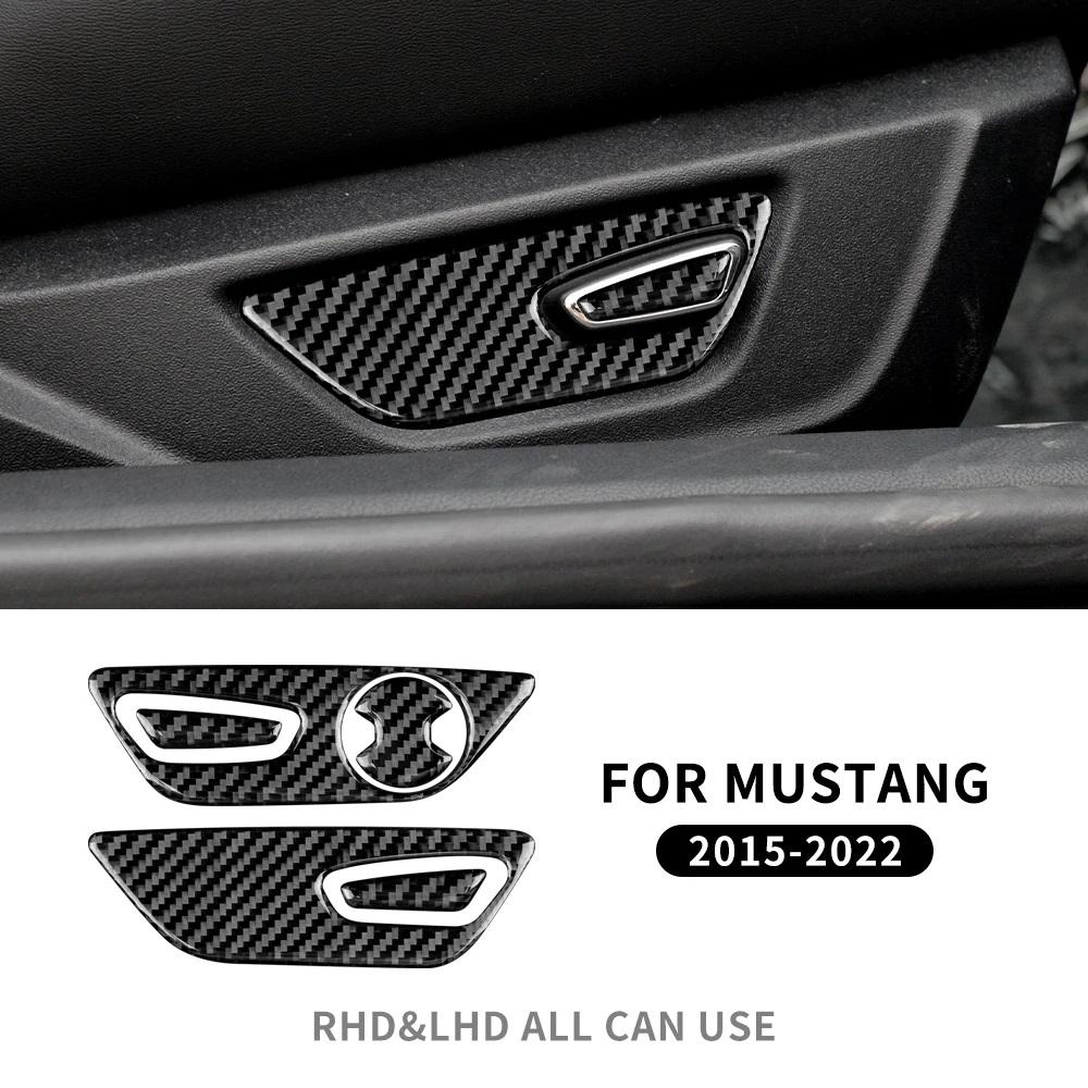 Real Soft Carbon Fiber for Ford Mustang Accessories 2015 2016 2017 2018 2019 2020 2021 2022 Sticker Seat Button Sticker