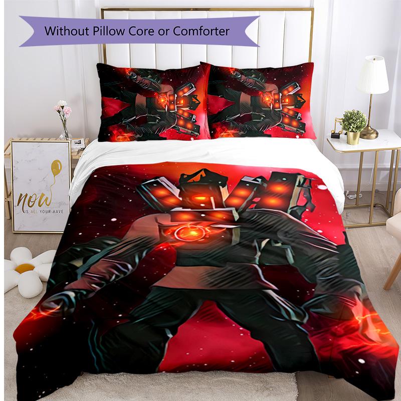 skibidi toilet Printed 3PCS Bedding Set Soft Breathable Duvet Cover Pillowcases Set Washable Bedroom Decor Home Gift