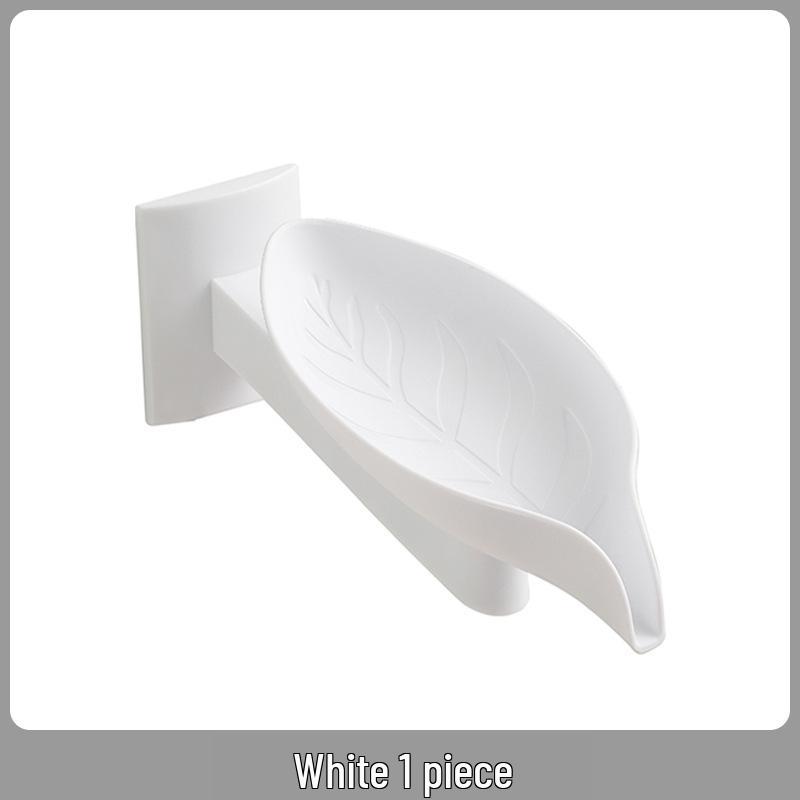 Leaf-shaped Wall-mounted Rotatable Soap Dish with Adjustable Drainage белый