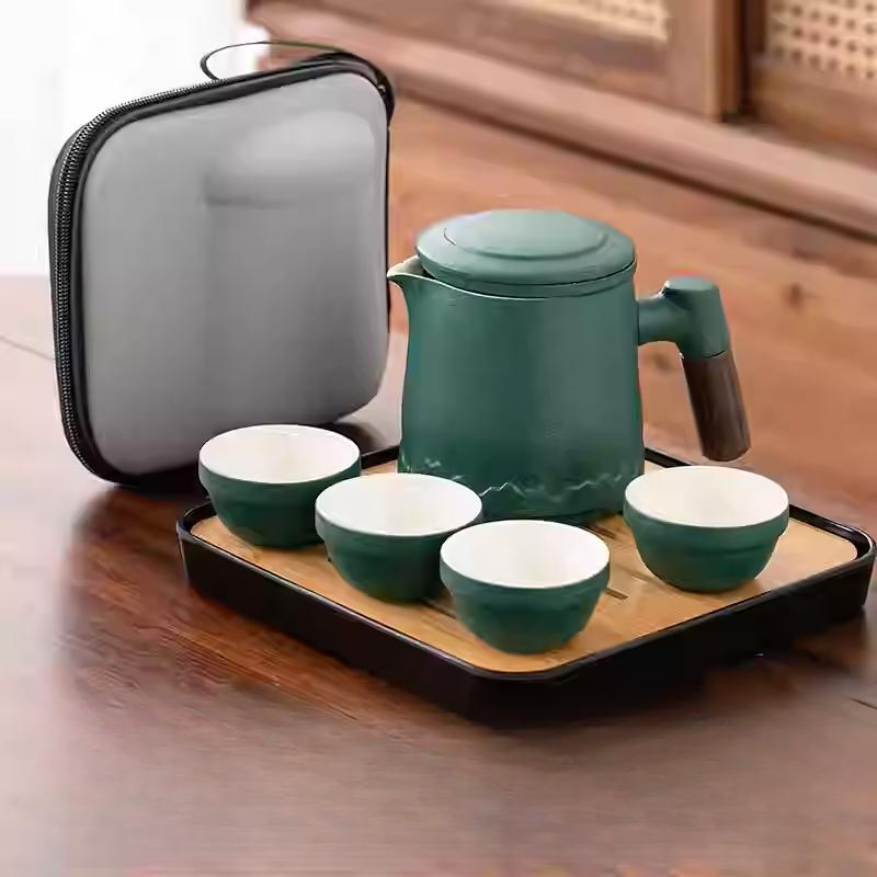 Portable Travel Tea Set Outdoor Portable Kung Fu Brewing Teapot Teacup Small Set Easy Camping Business Trip