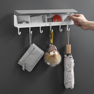 Wall Mounted Coat Hooks with 4 Storage Compartment Hallway Organiser  Kitchen Storage Organiser