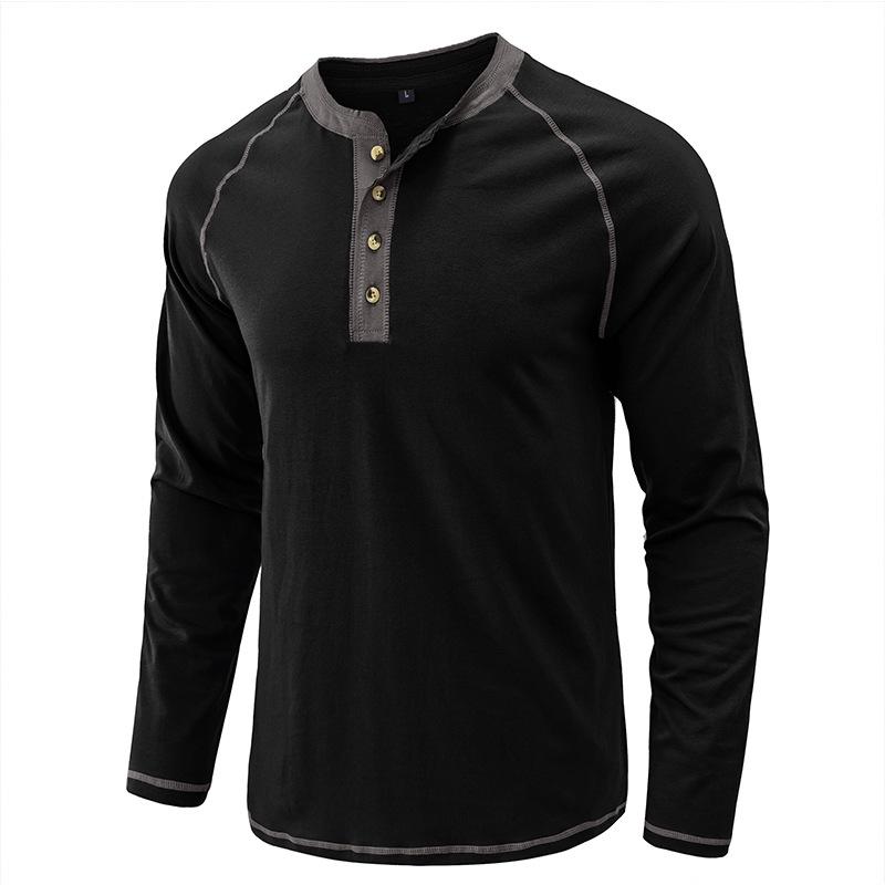 Retro Men'S Outdoor Loose Autumn Hoodie Casual Long Sleeved Henley Collar Top Shirt Cardigan
