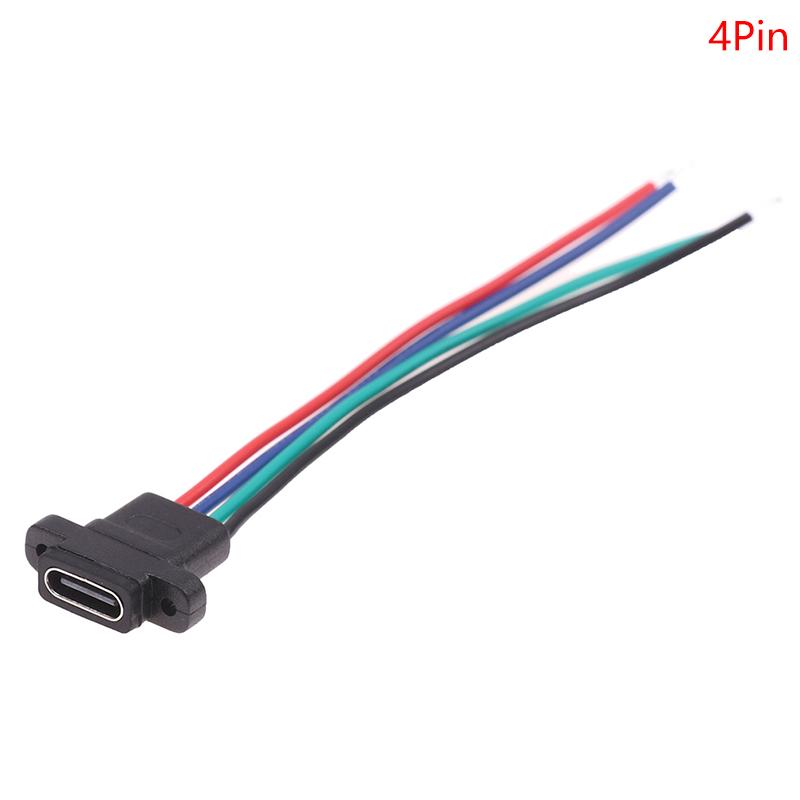 Hot Sale Type-C 2Pin 4Pin Welding Wire Female Waterproof Female Socket Rubber Ring Current Fast Charging port